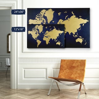 Wexford Home 'Golden Blue Map' Wrapped Canvas Wall Art
