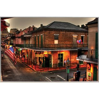'Evening on Bourbon' 36-inch x 24-inch With Silver Metal Frame