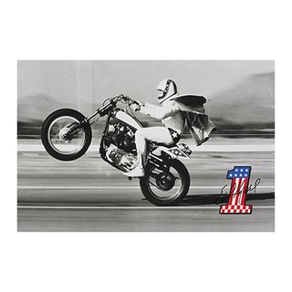 'Evel Knievel - Wheelie' Black Hardboard Frame 36-inch x 24-inch Poster