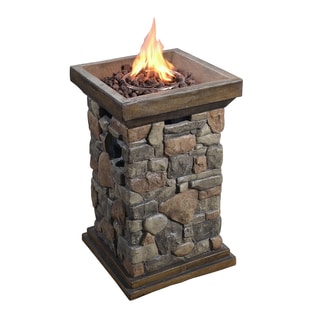 Peaktop Slate Rock Outdoor Natural Square Column Propane Gas Fire Pit