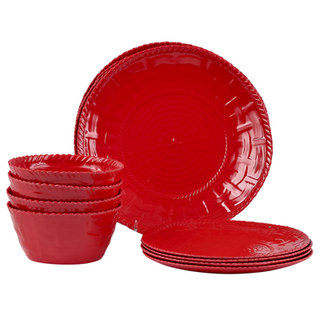 Handmade Melamine Woven Red 12-piece Dinnerware Set (Philippines)