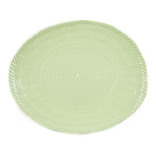 Handmade Melamine Woven Sage Green 17-inch Oval Platter (Philippines)