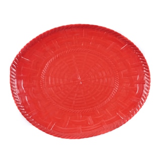 Handmade Melamine Woven Red 17-inch Oval Platter (Philippines)