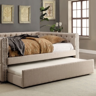 Furniture of America Bailey Contemporary Ivory Linen-like Twin-size Trundle