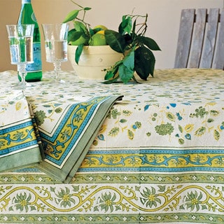 Couleur Nature Joy Green and Blue Cotton Tablecloth