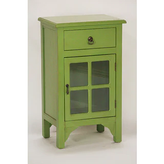 Single Drawer Green Wooden/Glass Cabinet