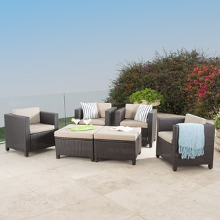Puerta Outdoor 6-piece Wicker Seating Set with Cushions by Christopher Knight Home