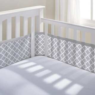 BreathableBaby Gray Clover Breathable Mesh Printed Crib Liner