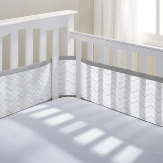 BreathableBaby Grey Chevron Breathable Mesh Printed Crib Liner