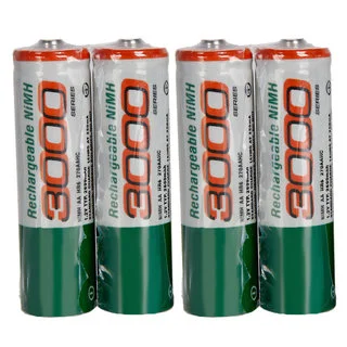 White 3000mAh 1.2V Ni-MH AA Rechargeable Batteries and Box (Case of 8)