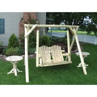 Rustic White Cedar Log Swing and A-Frame -Amish Made in the USA