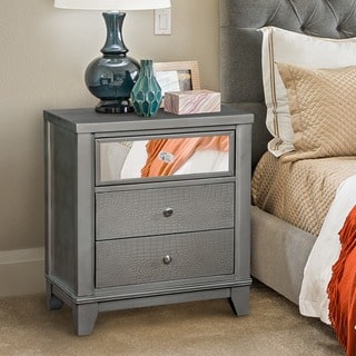 Furniture of America Lorrence Contemporary 3-drawer Mirrored Crocodile Textured Nightstand