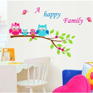 Happy Family Colorful Owls Wall Sticker Decal