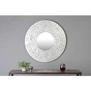 East At Main's Guymon Silver Natural Shell Capiz Round Accent Mirror