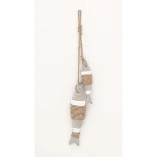 Nautical Brown Cement Rope 2-piece Fish Hanging Figures