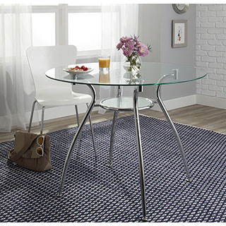 Simple Living Tempered Glass Chrome Round Dining Table