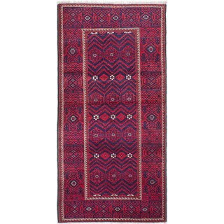 Ecarpetgallery Hand-Knotted Finest Baluch Blue, Red Wool Rug (4'2 x 8'10)