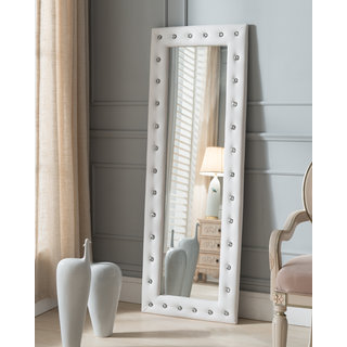 Silver Orchid Heston Tufted Leather Floor Mirror