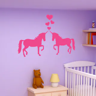 Style and Apply Unicorns In Love Pink Vinyl Wall Decal Sticker