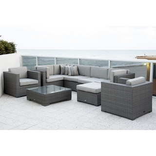 Atlantic Modena Deluxe 9-piece Sectional Set with Spectrum Dove color cushions