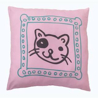 'Cat's Meow' Pink Microfiber Decorative Throw Pillow