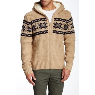 Mason Men's Khaki Knit Zip-up Hooded Sweater