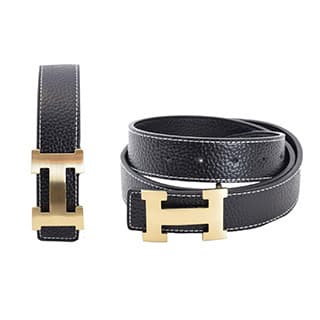 Dinamit Women's H-design Reversible Leather Belt with Removable Buckle