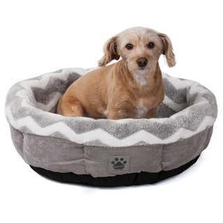 Snoozzy Hip as a Zig Zag Shearling Round Pet Bed