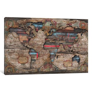 iCanvas 'Distressed World Map' by Diego Tirigall Canvas Print