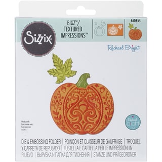 Sizzix Bigz Die W/Bonus Textured Impressions 5.5"X6"-Harvest Pumpkin