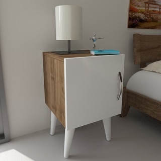 Balbo White 20'' x 19'' x 7'' Modern Minimalist Bed Side Table Cabinet