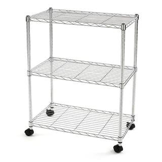 Excel NSF Multi-Purpose 3-Tier Wire Shelving Unit with Casters, 24 in. x 14 in. x 28 in., Chrome