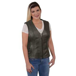 Ladies Zipper Front Side Buckle Vest with V-neck