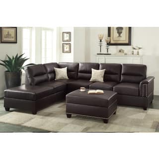 Bobkona Toffy Left or Right Hand Chaise Sectional with Ottoman Set
