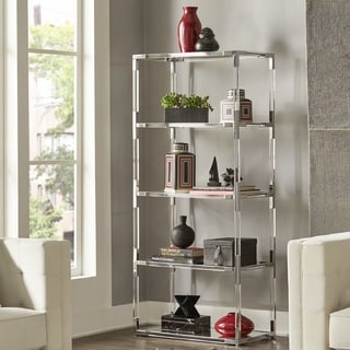 Cyrus Clear Chrome Corner Mirrored Shelf Bookcase by iNSPIRE Q Bold