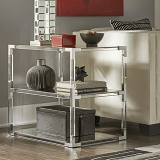 Cyrus Clear Chrome Corner Mirrored Shelf End Table by iNSPIRE Q Bold