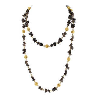 Pearlz Ocean Smoky Quartz Golden Beads Endless Strand Necklace Fashion Jewelry for Women