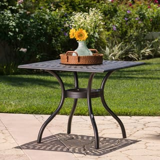 Austin Outdoor Cast Aluminum Square Dining Table with Umbrella Hole by Christopher Knight Home
