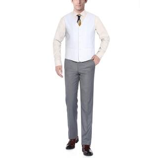 Verno Men's White Five Button Classic Fit Vest