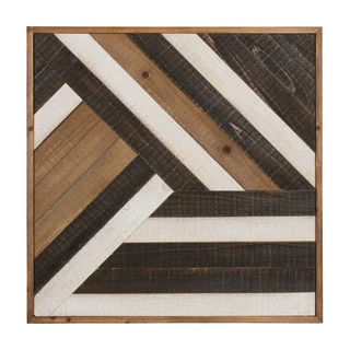Kate and Laurel Ballez Shiplap Black, White, and Rustic Brown Wood Plank Art