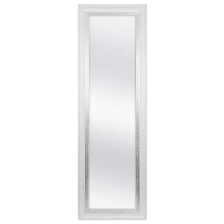 MCS White Woodgrain Framed Wall Mirror with Silver Leaf Accent