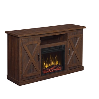 Cottonwood TV Stand for TVs up to 55 inches with Electric Fireplace, Saw Cut Espresso