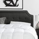 BROOKSIDE Upholstered Scoop-Edge Headboard with Square Tufting - Stone and Charcoal Color Options - Thumbnail 0