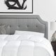 BROOKSIDE Upholstered Scoop-Edge Headboard with Square Tufting - Stone and Charcoal Color Options - Thumbnail 1