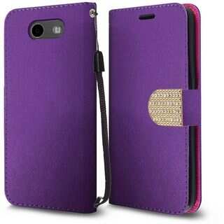 Insten Purple Leatherette Case For Samsung Galaxy Amp Prime 2/ Express Prime 2/ J3 (2017)/ J3 Eclipse/ J3 Emerge/ J3 Luna Pro