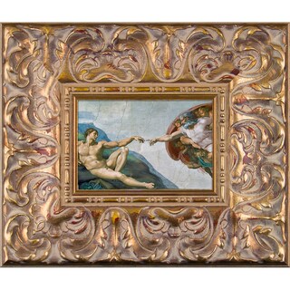 Michelangelo 'Creation of Adam' Pre-Framed Miniature Print on Canvas