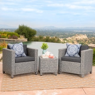 Puerta Outdoor 3-piece Wicker Seating Set with Cushions by Christopher Knight Home