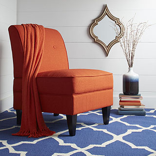 Portfolio Engle Orange Linen Armless Chair
