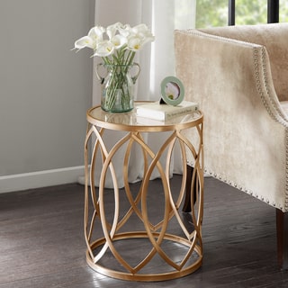 Madison Park Coen Gold/ Glass Metal Eyelet Accent Table