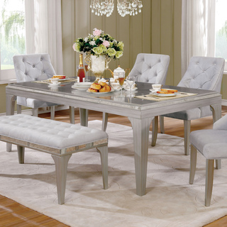 Furniture of America Selano Contemporary Mirrored Silver 84-inch Dining Table
